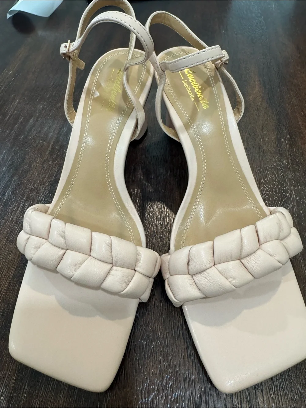 Lucibenita Braided Block Heel Sandal - Nude size 8.5